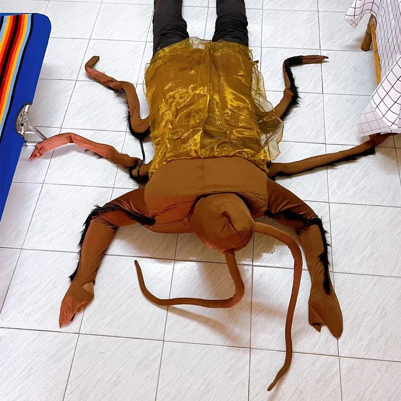 CyEraspooky 재미 있은 가족 그룹 코스프레 카니발 바퀴벌레 의상 성인 유니섹스 동물 점프 슈트 소년을위한 할로윈 의상