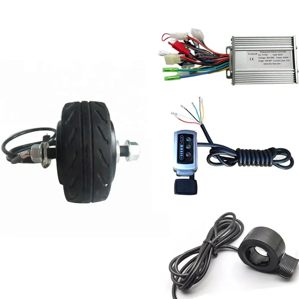 2025 4 Inch Hub Motor 24V 36V 200W Brushless Gearless High Speed Electric Dc Drive Motor Controller Speed Throttle Kits