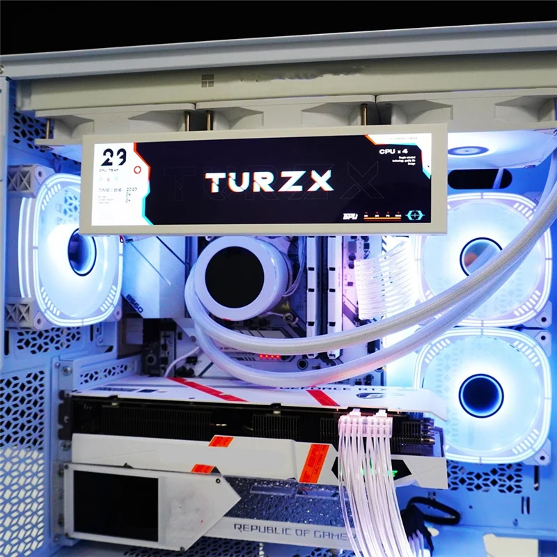 A42Z-8.8Inch Computer Temp Monitor (Dynamic Theme Supported), IPS Type C Secondary Screen CPU RAM HDD Data FPS Monitor