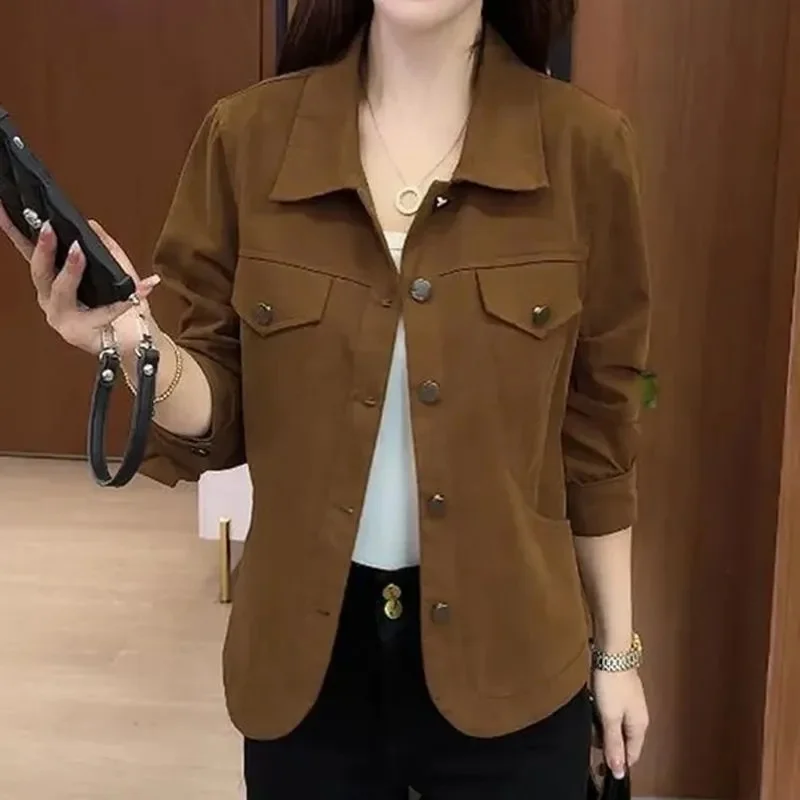 

Повседневная короткая куртка-рубашка женская, новинка 2026 года, весенне-осеннее пальто, модная приталенная куртка в корейском стиле, пользующаяся высоким спросом среди женщин