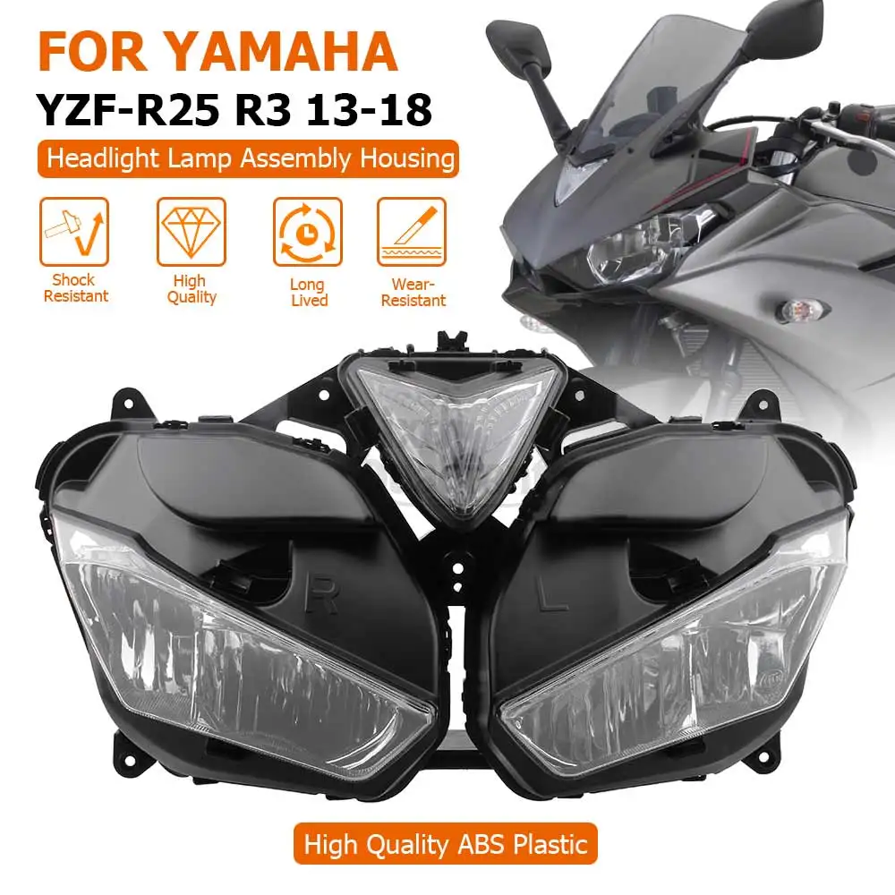 Motorcycle Part Headlight Headlamp Assembly Housing ABS Plastic For Yamaha YZF-R25 YZF R25 YZF R3 2013 2014 2015 2016 2017 2018