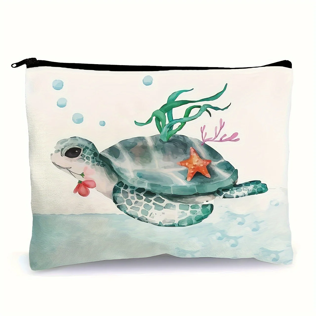 

A Cute Turtle Patterned Makeup Bag- Multifunctional Zipper Pouch, Jewelry Storage Bag, Perfect Travel Zipper Small Storage Bag.