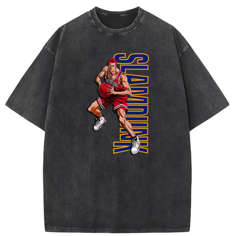 Sakuragi Tshirt Anime Sweatshirts Beach Long Sleeve Prevailing Washed Tshirt Summer Print For Men Streetwear Harajuku Shirt