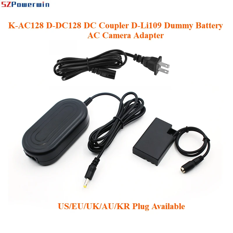 Powerwin K-AC128 D-DC128 DC Coupler D-Li109 Dummy Battery AC Camera Adapter for Pentax K-S1 K-S2 K-70 K-50 K-30