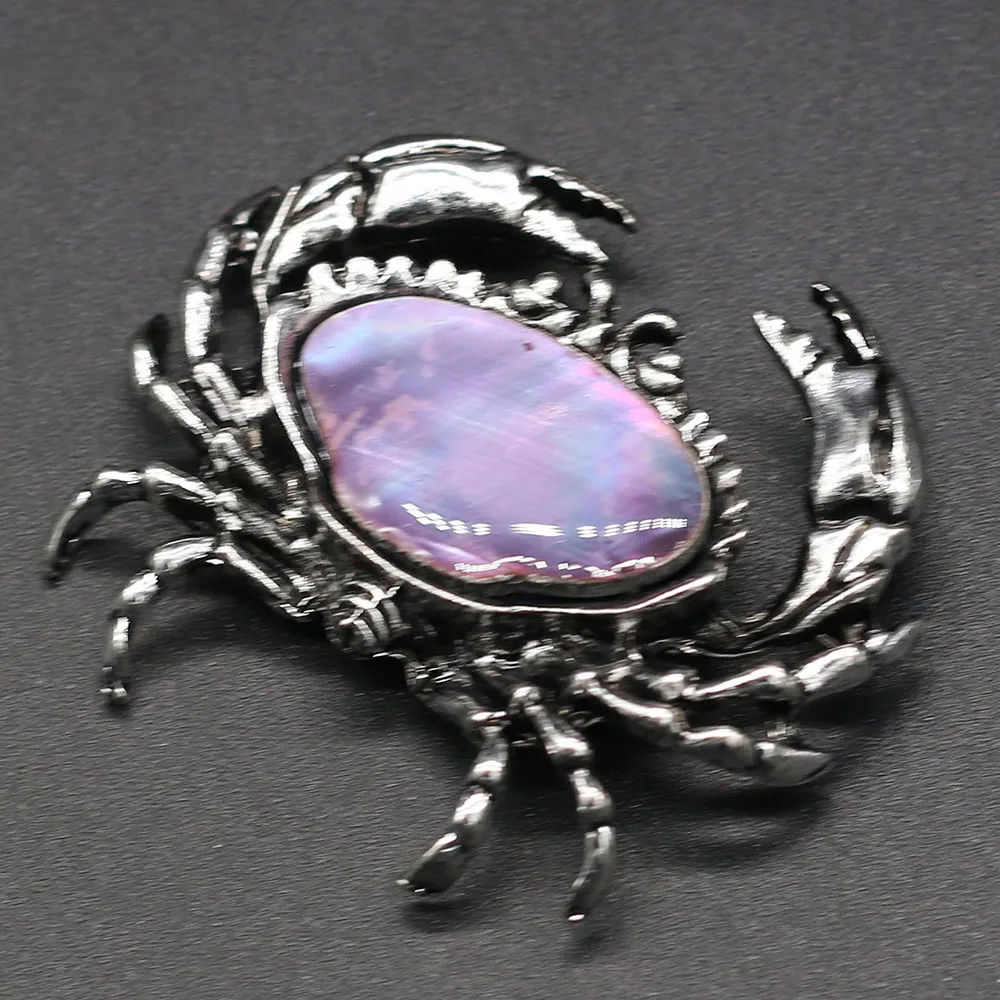 

Natural Shell Pendant Brooch Abalone Purple Shell Crab Shape Animals Brooch Pins Jewelry Accessories Necklace Pendants Gifts