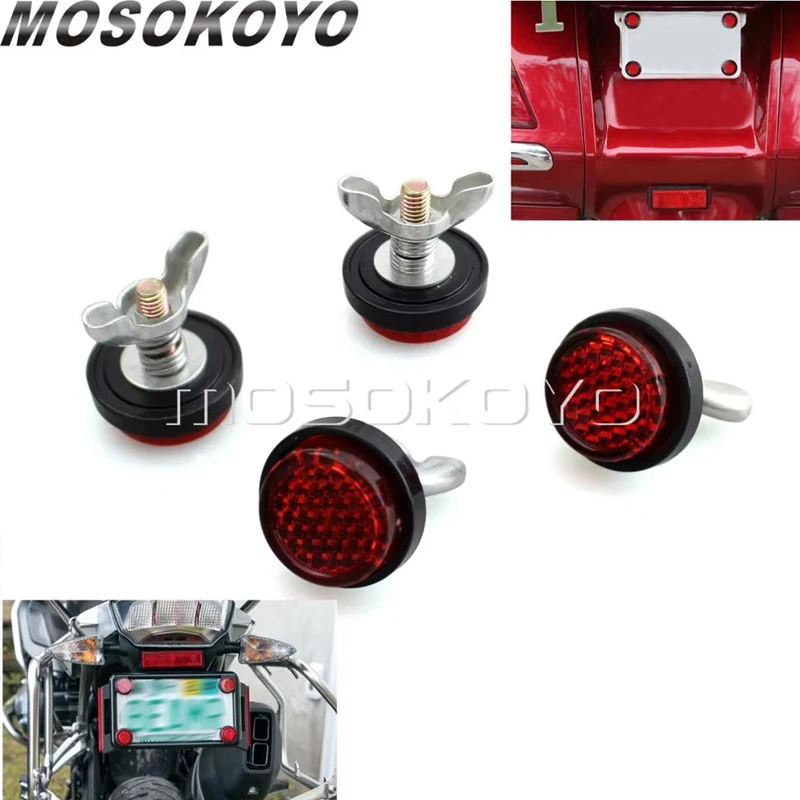 Warning Reflectors Motorcycle License Plate Bolts Nuts Decorative M5 Screw Tag Bolt Reflective Universal For Harley BMW Honda