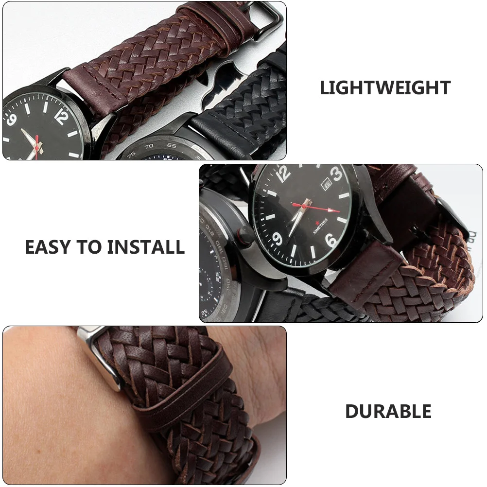 

Hand-Woven Universal Watch Strap Brown Lightweight Durable Adjustable Replacement Fashion Wristband Accessory