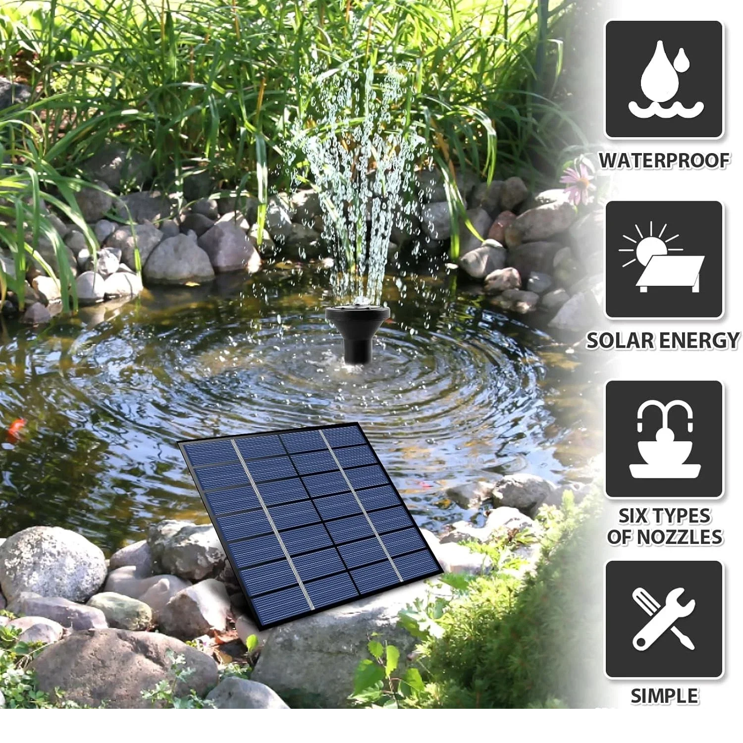 7V 12W Solar Panel Water Pump Black Solar Power Submersible Pump Hard Plastic for Fountain Aquarium Garden Pond