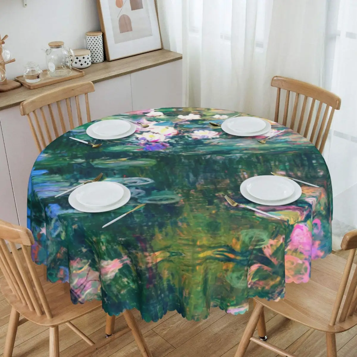 

Round Tablecloth Tablecloth 60 inches Kitchen Dinning Table Cloth Spillproof Streetwear Table Cover