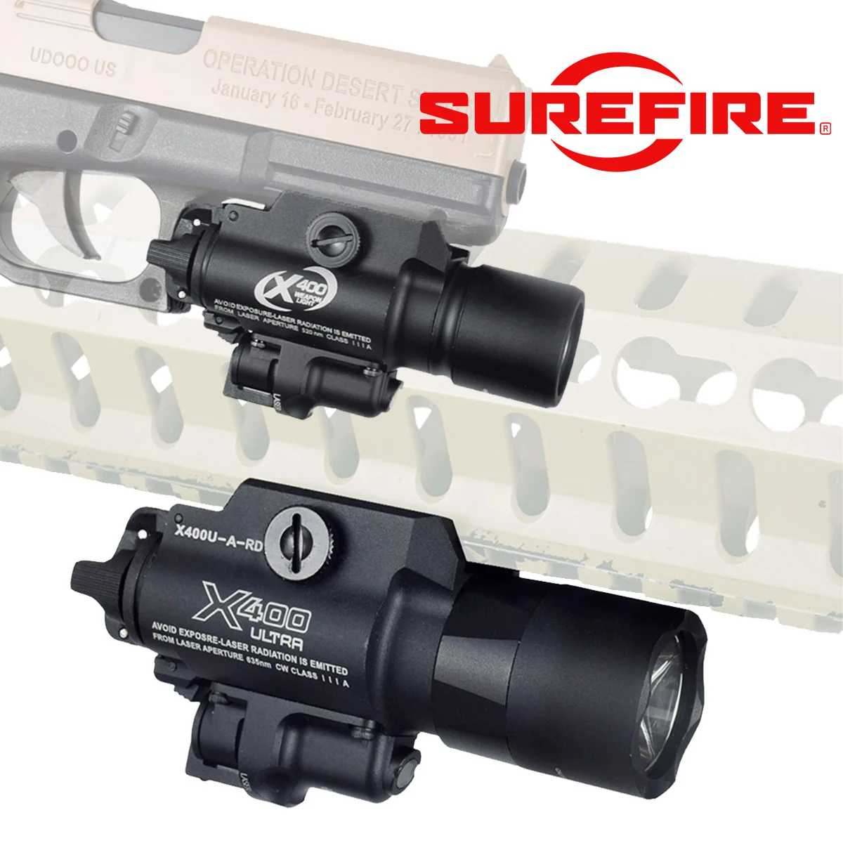 

Тактический Surefire X400 Ultra с лазерным комбинированным фонариком, фонариком для оружия, зеленым лазерным прицелом для GLOCK 17 22, лампой для страйкбольного оружия