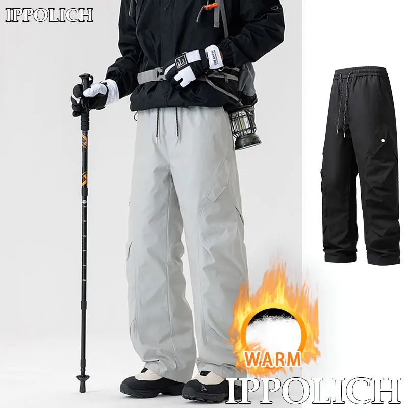 Men Outdoor Down Pants Windproof Waterproof Warm Casual Sport Cargo Feather Pant Winter Outdoor Sport Running Hiking Casual Pant