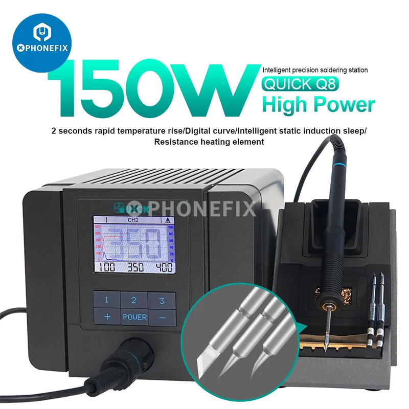 QUICK Q8 Intelligent Precision Soldering Station 2 Seconds Rapidly Heating LCD Digital Curve Soldering Iron Desoldering Welding