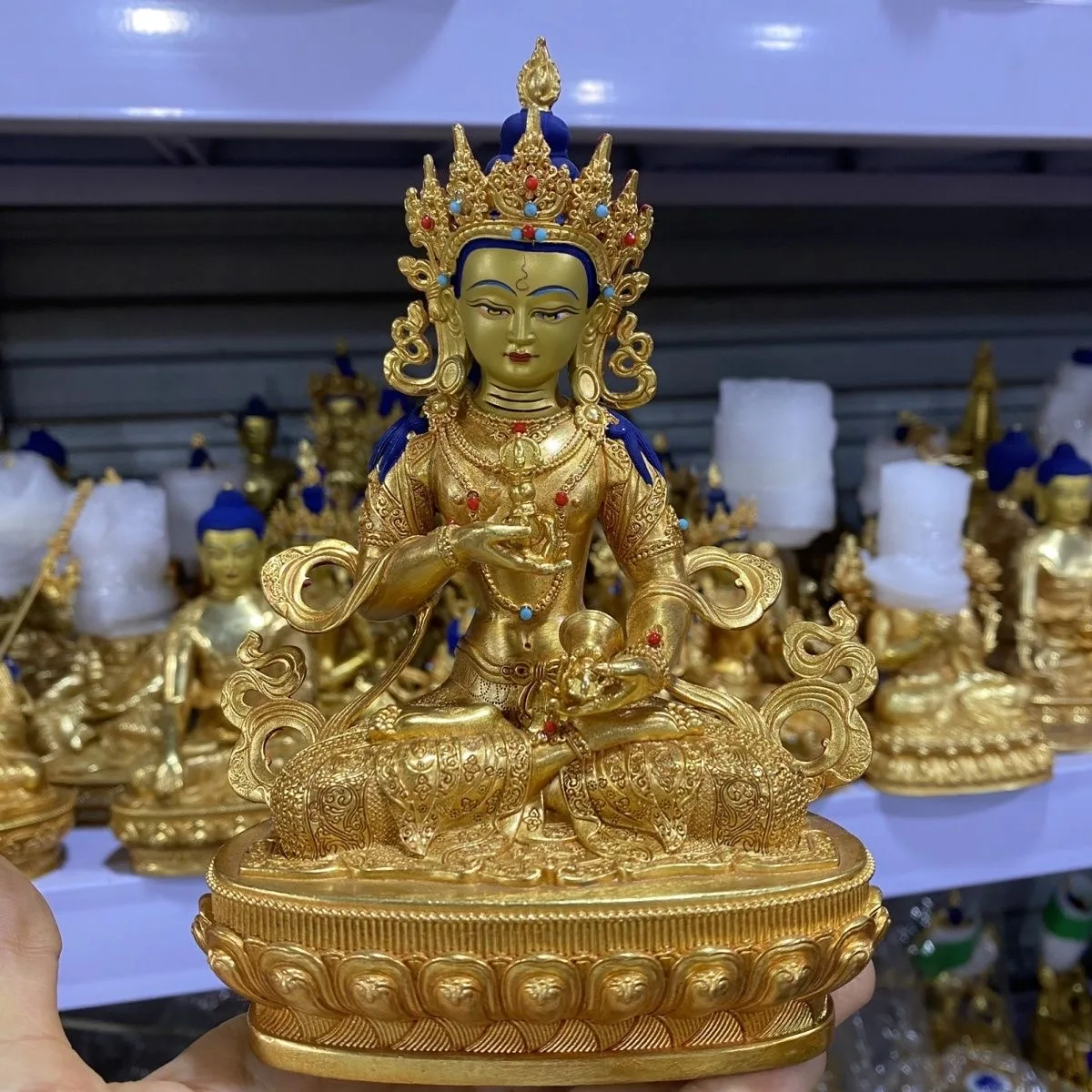 Buddhist implement Exquisite deity Copper carving Vajra sattva Buddha statue Tibetan family Buddhist lama monk worship altar