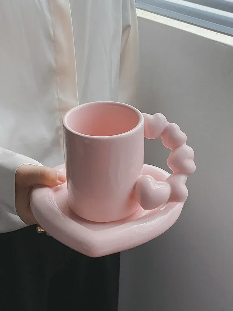 Caneca cerâmica de cabaça açucareira para mulheres, requintado copo e pires de café de alto valor, chá da tarde