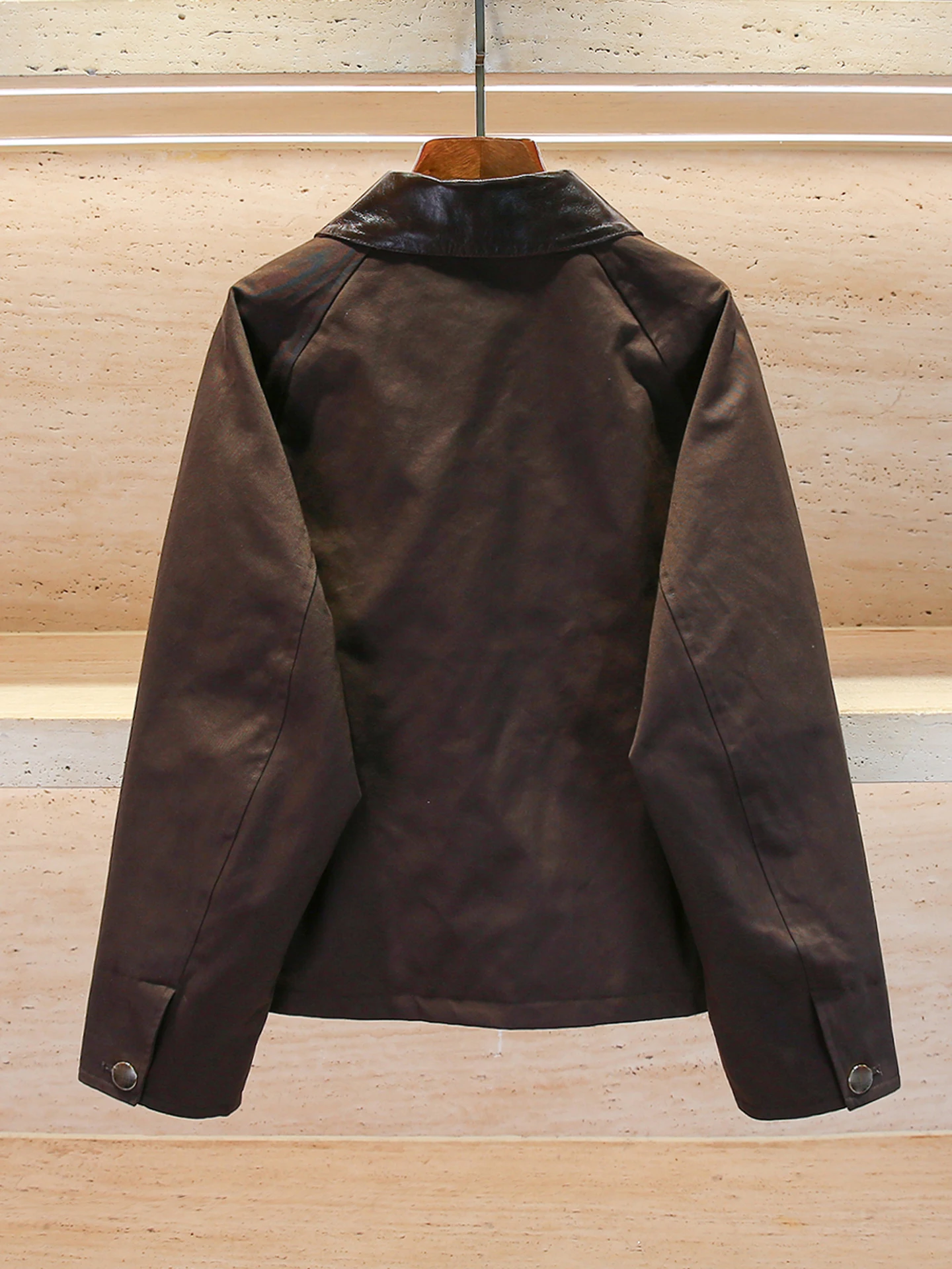 S Home South Oil High End Women's Faion 2025 Autumn Winter Hepburn Sle Versatile Leather Jaet Coat Classic Commute Sle