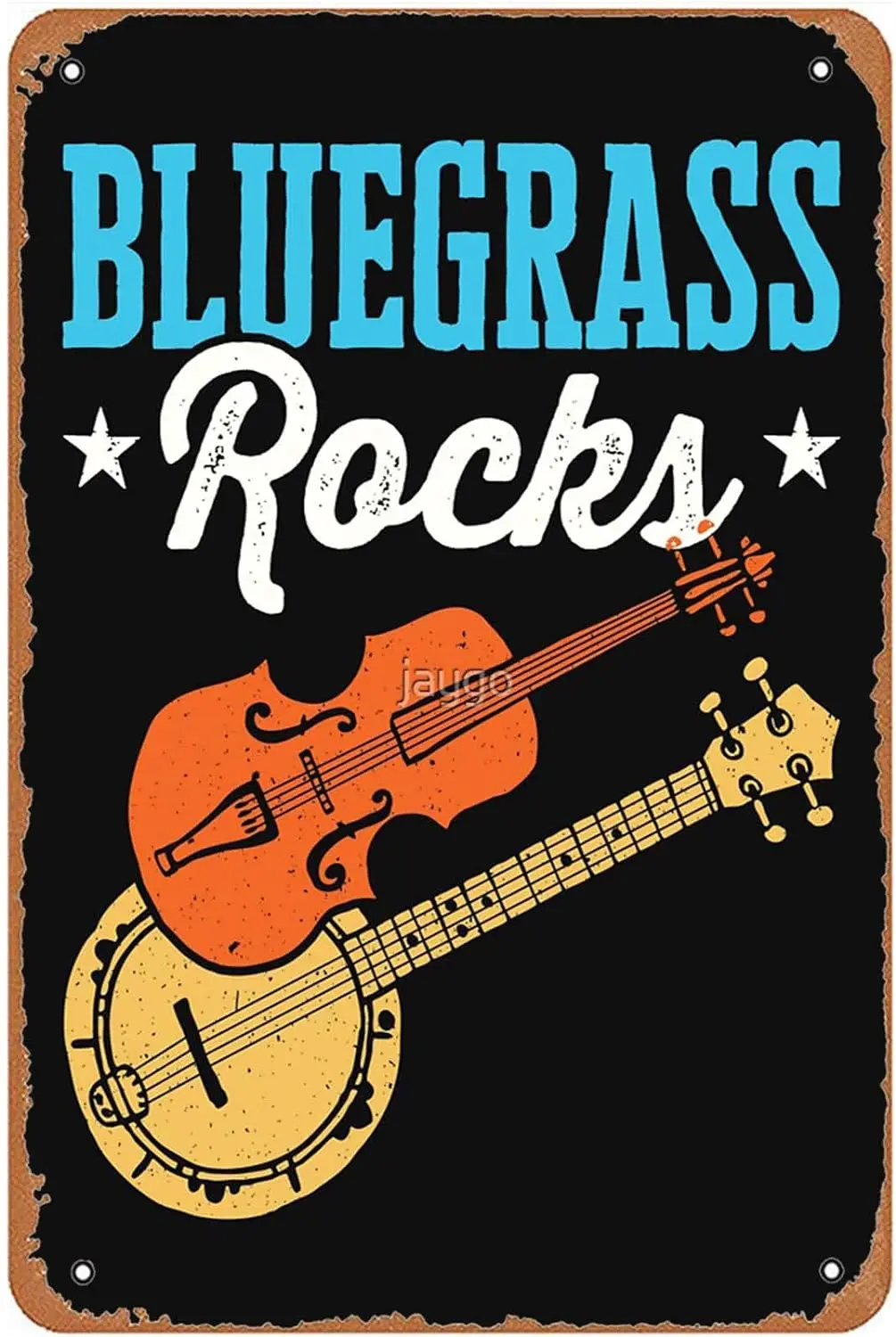 Bluegrass Rocks Country Music Lover Musician Vintage Signs Metal Music Hall Home Garden Bedroom Kitchen Man Cave Office Funny Wa