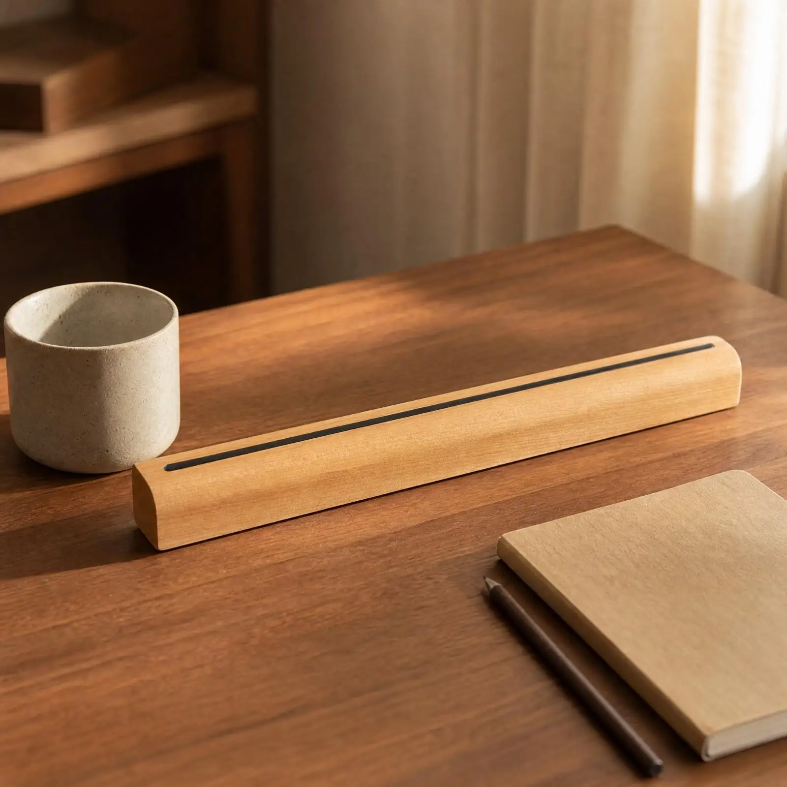 Wooden Desktop Support with Anti-Slip Groove Heat-Dissipating Laptop Support Bar Solid Wood Device Elevation Bar Sturdy