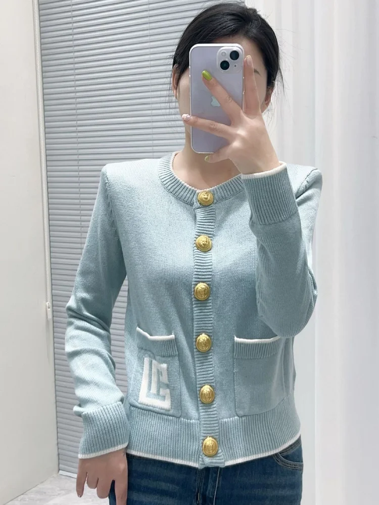 Cardigan lungo lavorato a maglia di fascia alta Sve rotondo Ne Open Cardigan da donna Faion Color Blo Luxury Sle Maglieria calda invernale da ragazza
