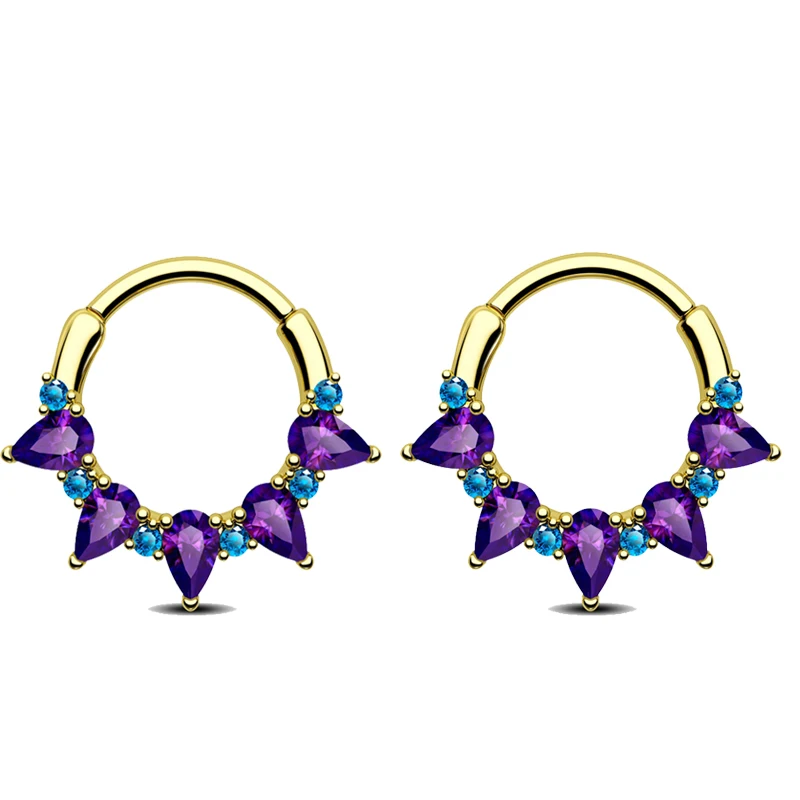 Zircon Nose Ring Hoop with Gemstone Design