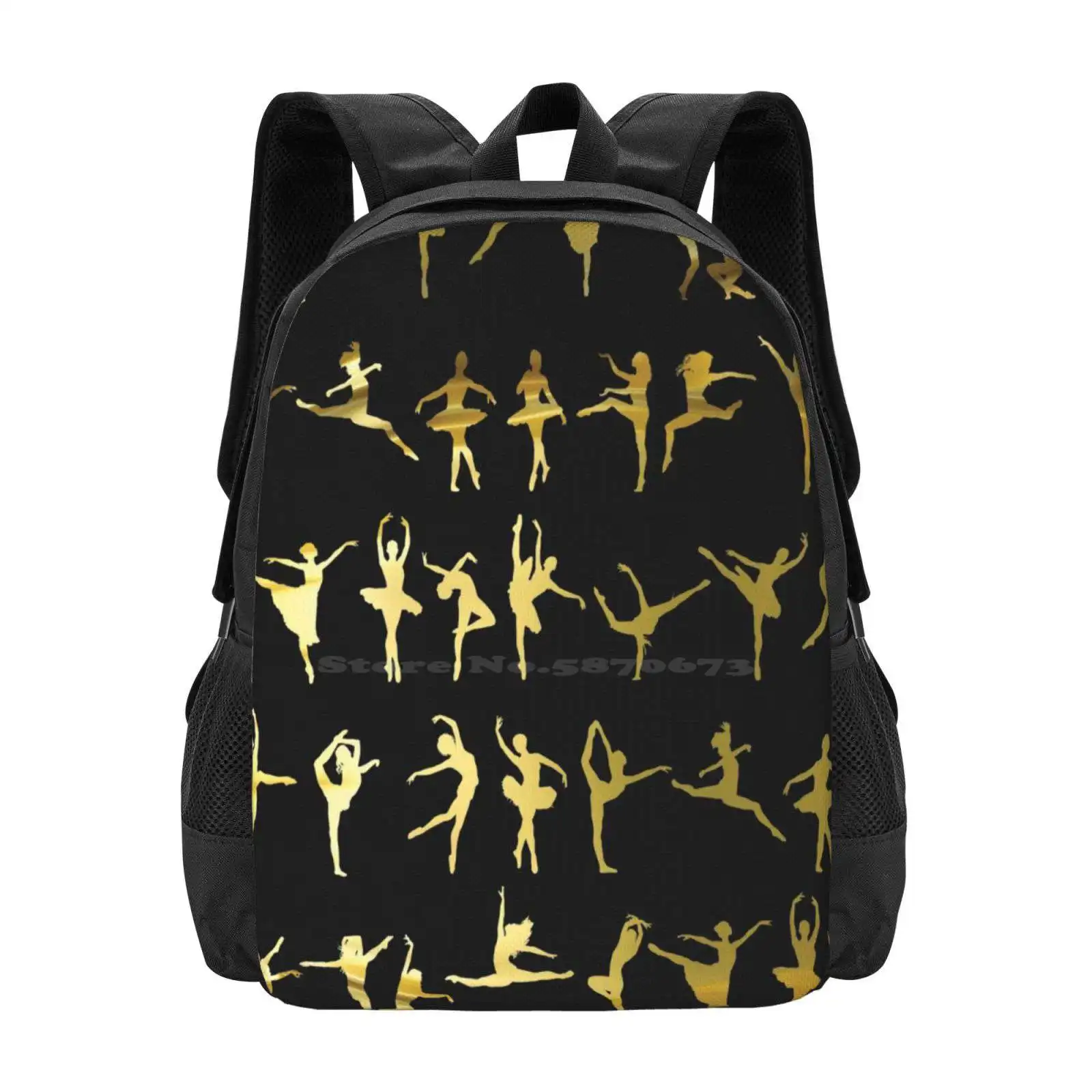 Dance Poses Silhouette Pattern / Texture ( Liquid Gold )-Ballerina-Dance Lover , Ballet Lover Gift Idea Hot Sale Backpack