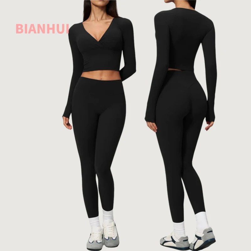 completo-sportivo-da-yoga-2-pezzi-tuta-da-palestra-in-tessuto-spazzolato-vestibilita-slim-vita-alta-per-fitness-e-corsa-all'aperto-tuta-da-donna