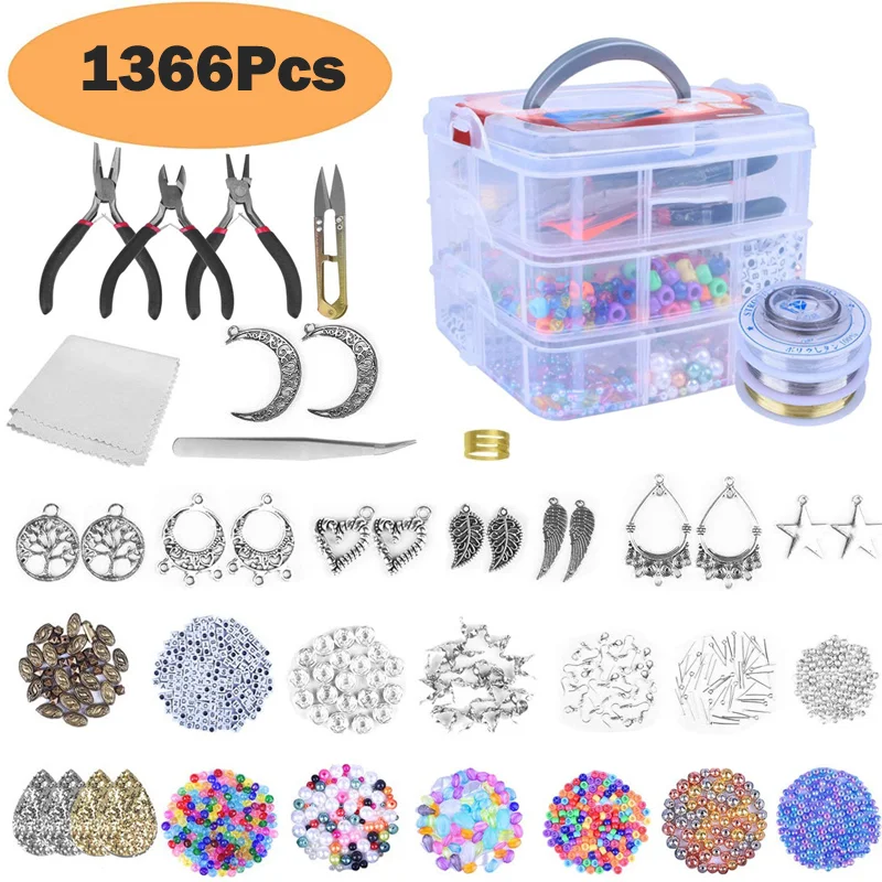 DIY Fashion Jewelry Making Set, Beading, Elastic Rope, Making And Repairing Tool Set, Suitable for DIY Handmade Beginners Christmas & Halloween Gift
