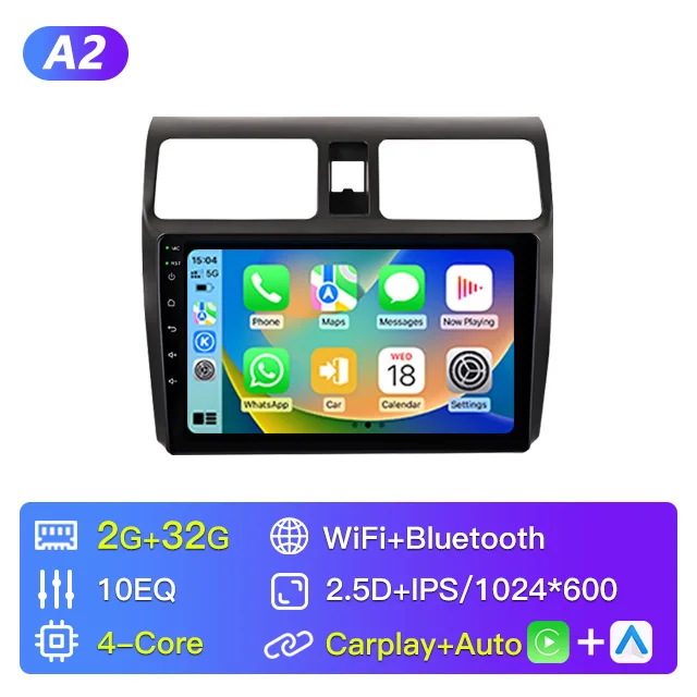2 Din Android Autoradio Radio Voor Suzuki Swift 2003 - 2006 2007 2008 2009 2010 Multimedia Video Player GPS DSP FM BT Carplay Auto Head Unit Touchscreen Auto Intelligent Systeem - afbeelding 1