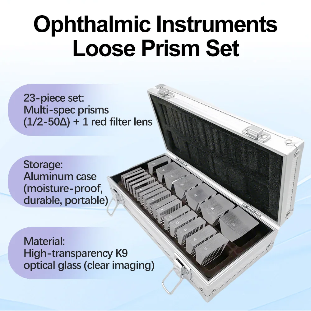 Ophthalmic Instruments Loose Prism Set For Optometry With Aluminium Case / Ophthalmic Prism Set Optical Loose Prism Aluminum Box