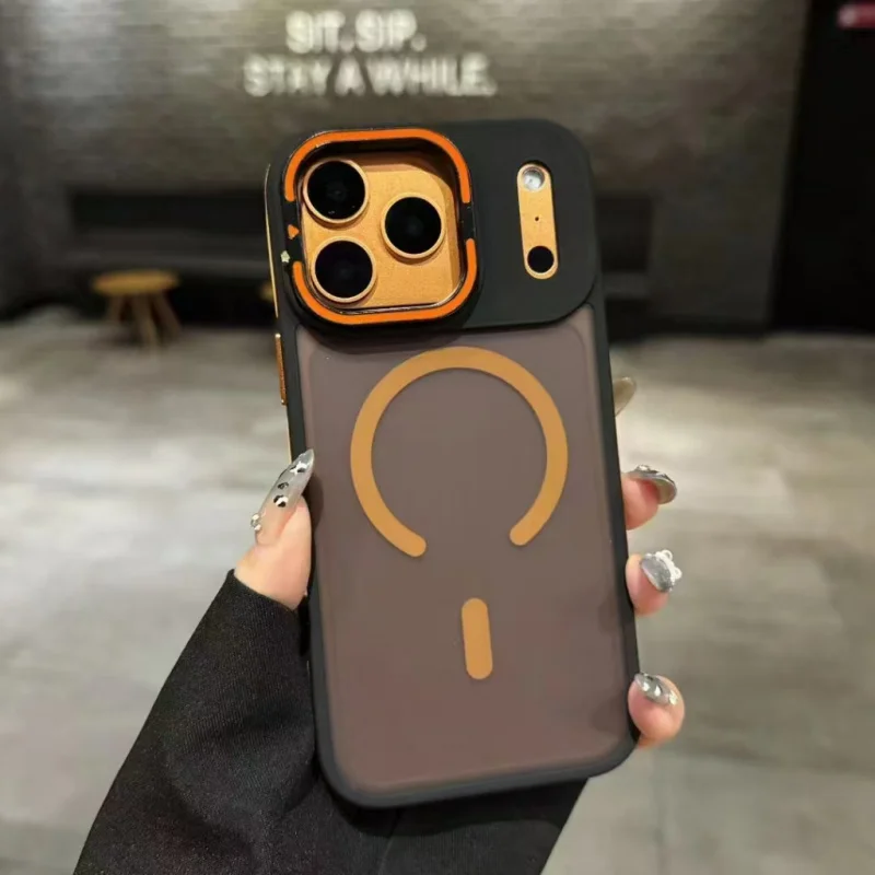 カラフルなワイヤレス磁気保護ケース iPhone17 PRO MAX 16 15 14 13 12 11 Plus用 耐衝撃PCケース