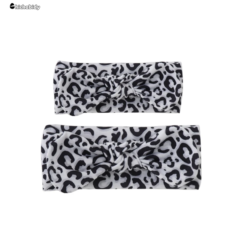 2Pcs Mother & Baby Children Turban Hair Band Accessories Baby Girls Twist Knot Headbands Family Leopard Parent-Child Headwear