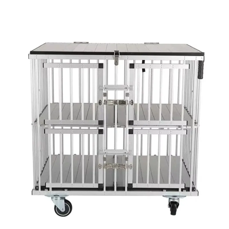 Dog Show Trolley Aluminum Cage Veterinary Cages Stainless Steel Pet Trolley Mobile Dog Cage Trolley