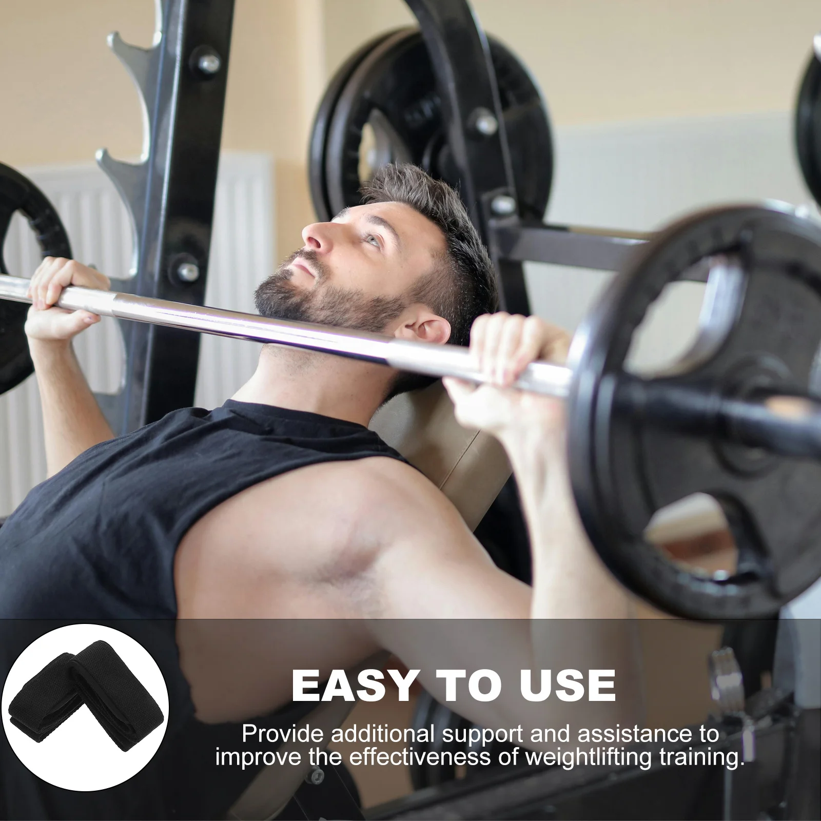 

1Pair Weightlifting Strap Durable Anti Slip Fitness Wrist Support Grip Strap Training Wrist Wrap for Gym Deadlift Workout