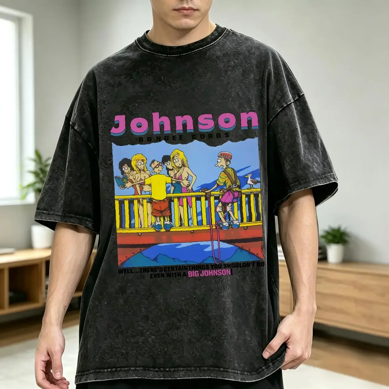 washed T Shirt vtg BIG JOHNSON anniversary new signature UNISEX HOT vintage Washed Casual Soft fashion homme graphic Slightly