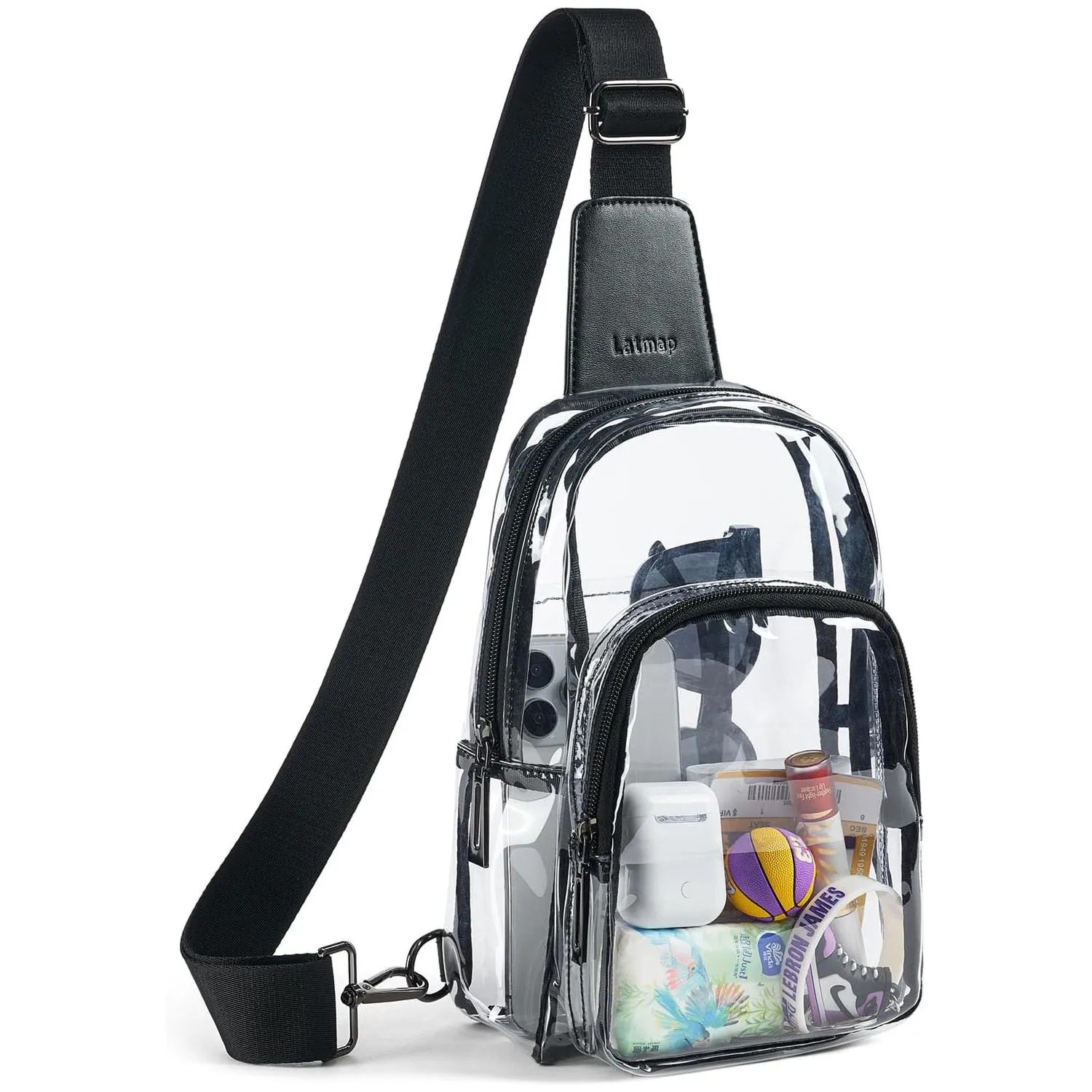 Clear Sling Bag, Large Capacity PVC Crossbody Backpack, Clear Casual Chest Daypack for Hiking, Stadium or Running Sports Bags