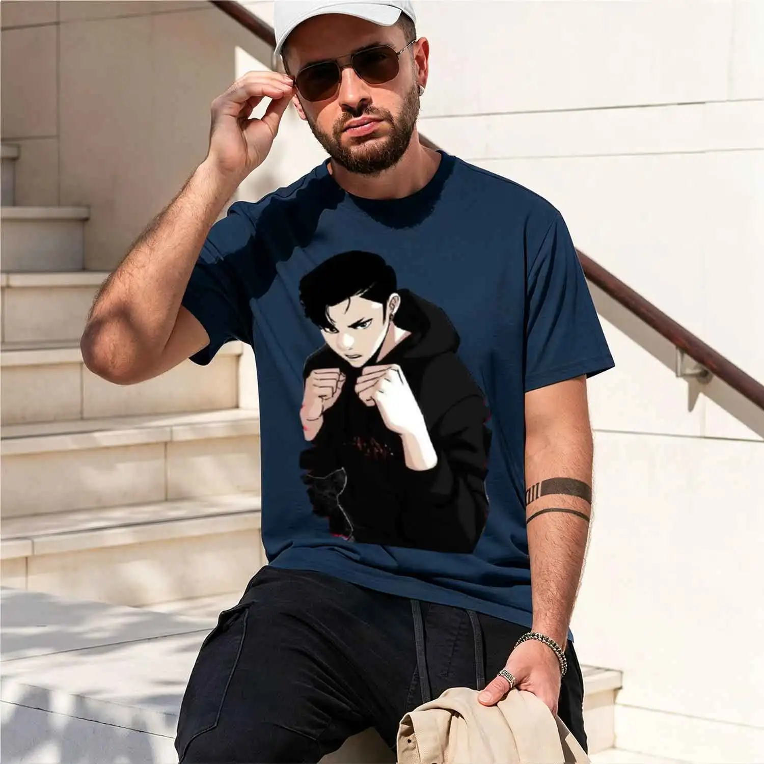Za ( Jin Sung) Lookism Manhwa Design T-Shirt Blouse whites plain t shirts men 2026 New Model Short-sleeve crewneck T-Shirt Class view 5