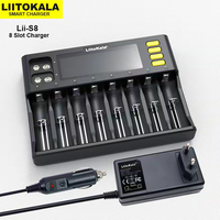 LiitoKala Lii-S8 Smart Charger 8-Slot + 2x9V for Li-ion/Ni-MH/AA/AAA - Auto Current LCD Display CE Certified