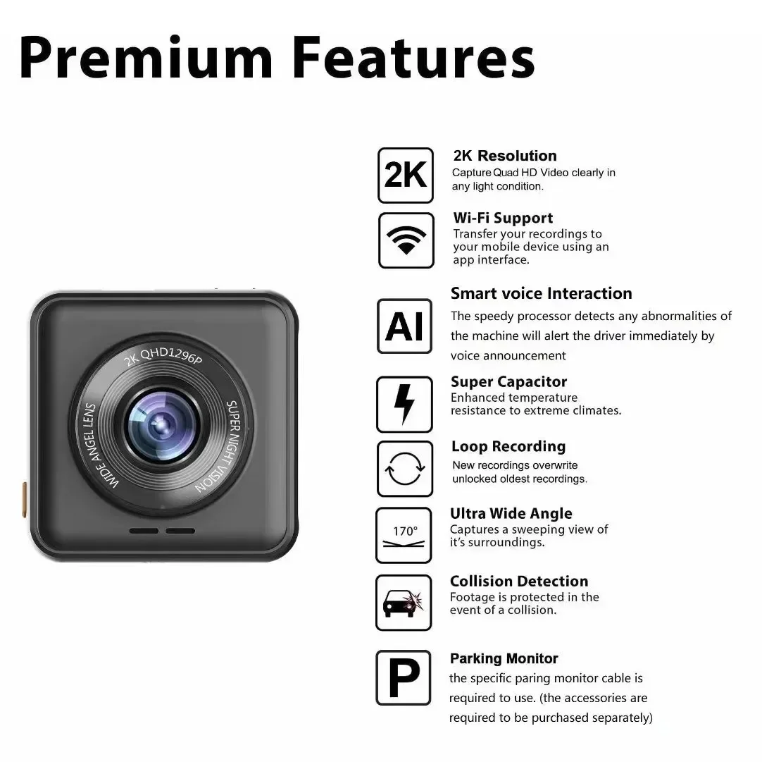 2K Dash Cam for Car Camera Wifi GPS Dvr Para Coche Night Vision Dashcam 24h Parking Monitor Mini Kamera Samochodowa Rejestrator