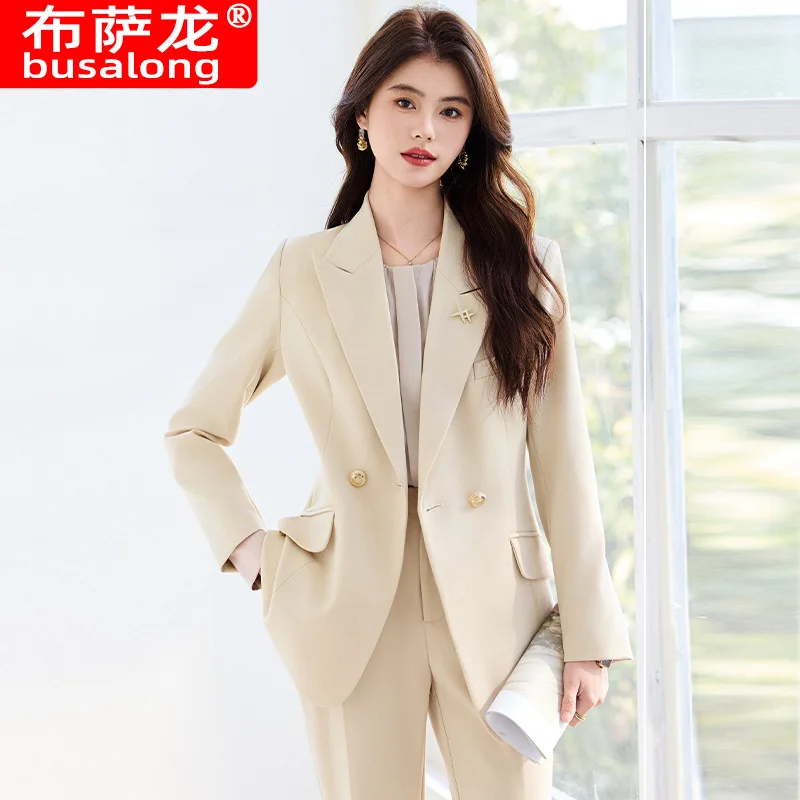 

Женский повседневный пиджак2025Весенне-осенний профессиональный костюм с длинными рукавами, элегантная рабочая одежда, модный формальный костюм, комплект