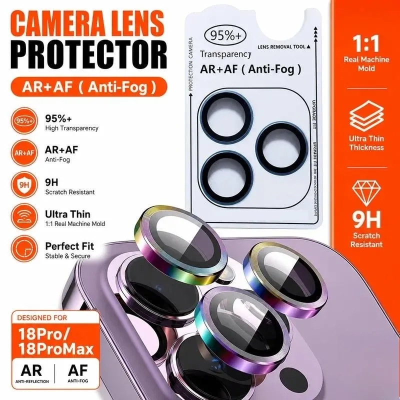 2pcs for iPhone 18 Pro Max Lens Film with Positioning Frame for Apple 18 Pro ARAF Eagle Eye High Definition Camera Protector