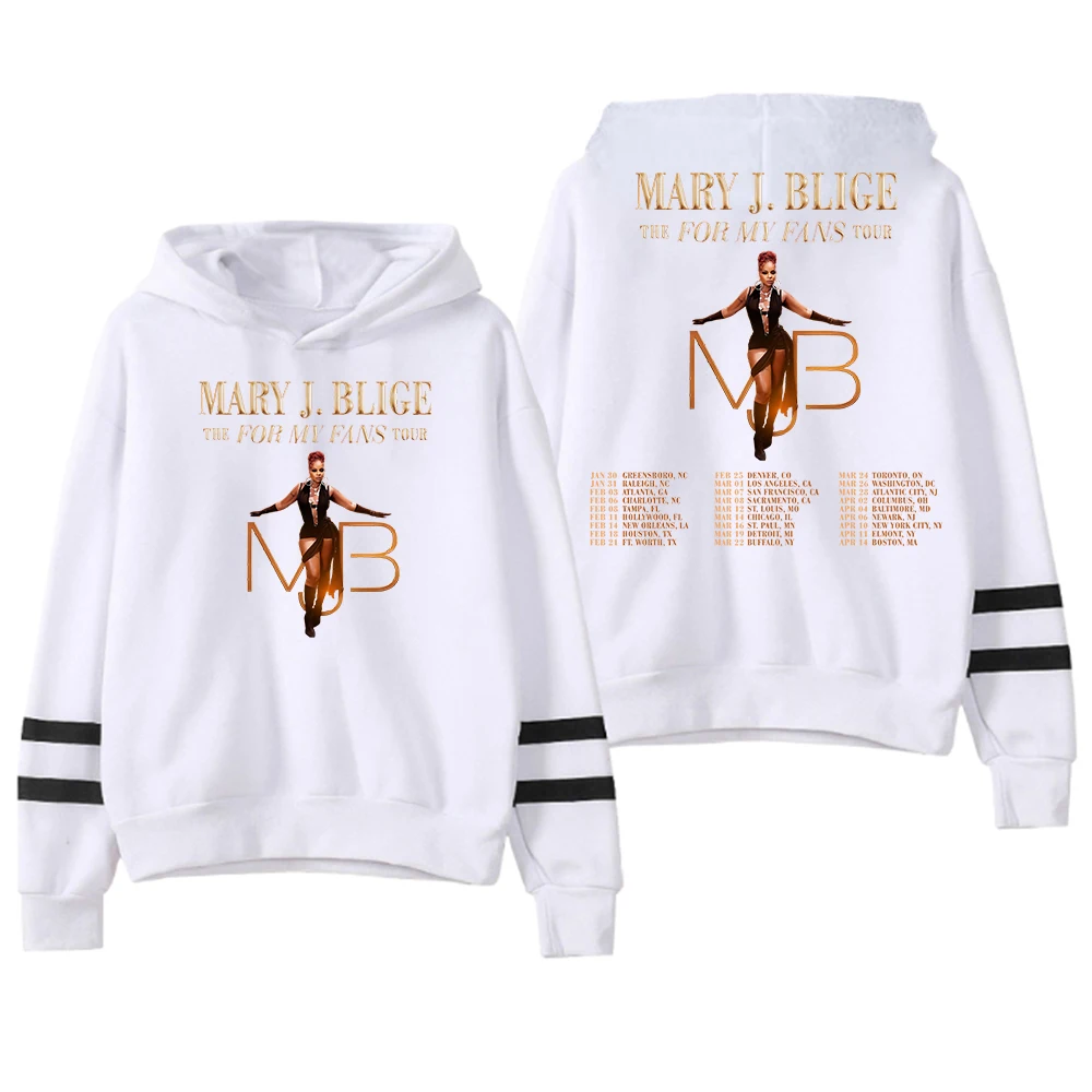 Mary J Blige The For My Fans Tour 2025 Hoodie Pocketless Parallel Bars Sleeve Streetwear Men Women Hooded Sweatshirt