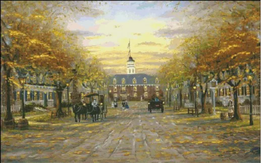 Analyste de point de croix non College pour la décoration intérieure, art de la broderie, bricolage fait à la main, travaux grossier, paysage de rue d'automne, qualité supérieure, 16CT, 14CT, 18CT