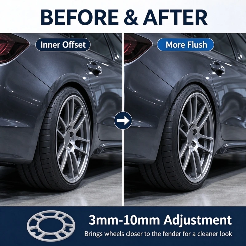 3mm 5mm 8mm 10 mm Automotive Wheel Spacer Pair, Aluminum Circular Pieces with Multiple Openings for Outward Spacing at the