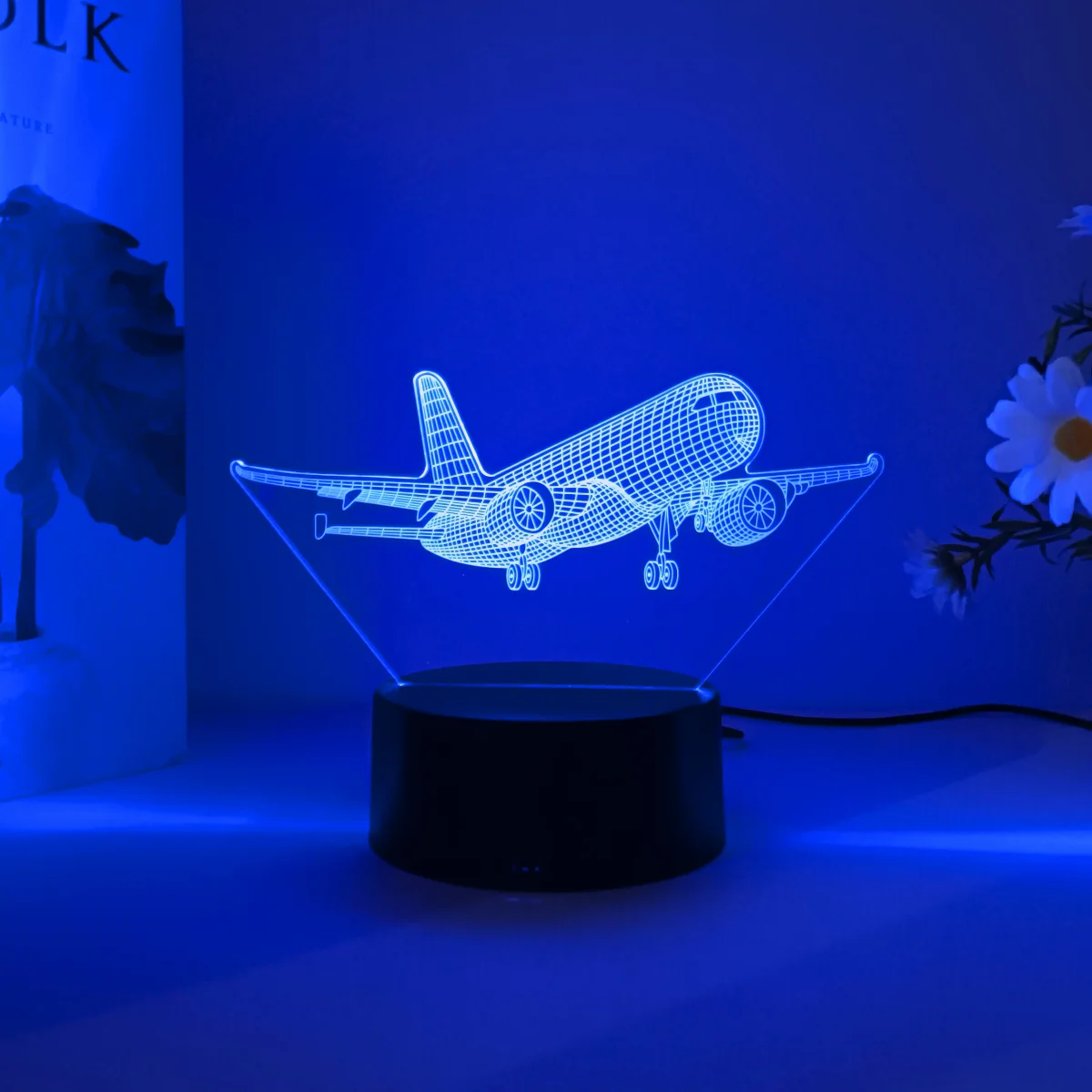 1pc aircraft model 3D night light, USB interface, flying enthusiasts collection of gift table lights, holiday decorative lights.