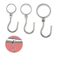 2Pc Silver Kitchen Stainless Steel Hanging Tube Pipe Rod Hook for Wardrobe Bathroom 22/25/32mm Movable Towel Clothes Hook Hanger