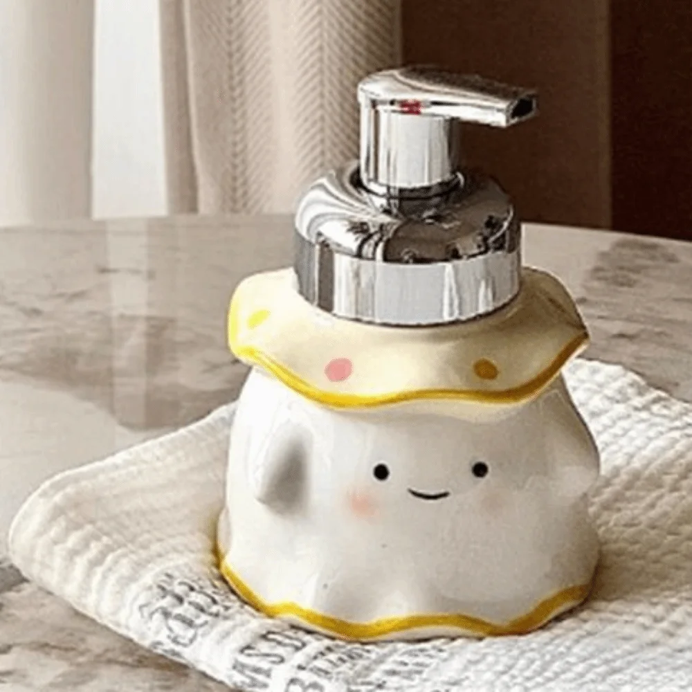 Practical Cute Ceramic Soap Dispenser 200ML Pump Style Hand Wash Bubbler Refillable Reusable Liquid Soap Bottle Home Use