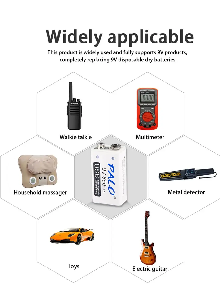 PALO 650mAh 9V 6F22 литий-ионная аккумуляторная батарея USB 9V литиевая для мультиметра микрофон игрушка дистанционное управление KTV Горячий, аккумуляторная батарея крона, батарейка крона,аккумуляторная крона