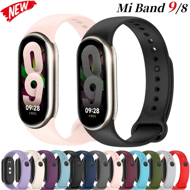 Soft Official Silicone Strap for Xiaomi Mi Band 9 8 Sports Smart Bracelet Wristband for Mi Band 8 9 Replacement Accessories Belt