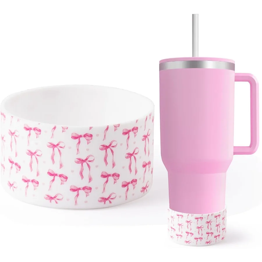 Coquette الوردي القوس سيليكون التمهيد لكوب 30 40 أوقية المضادة للانزلاق سيليكون التمهيد ل IceFlow الوجه 30 20 أوقية زجاجات مياه أسفل Prot