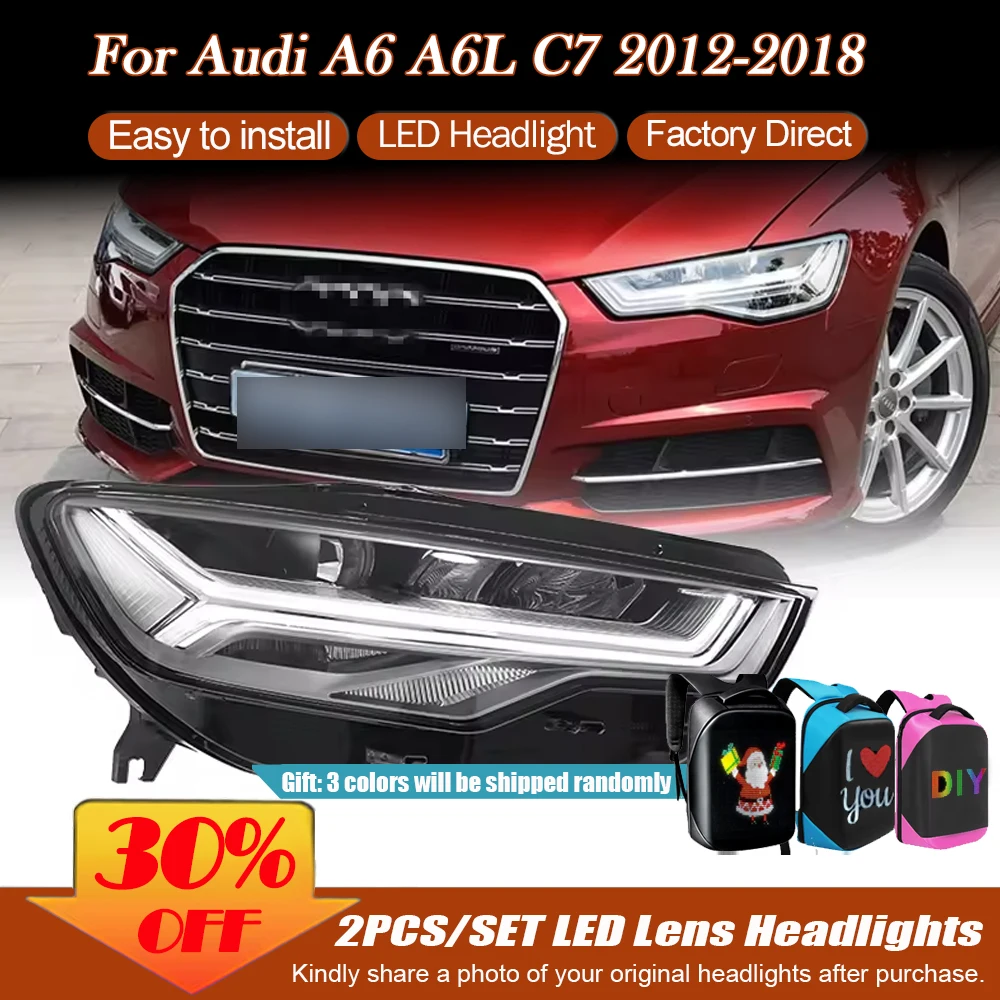 

Светодиодные фары для Audi A6 C7 2012-2018, фары A6 C7 DRL, указатель поворота, дальний свет, линза проектора «ангельский глаз», автомобильные аксессуары