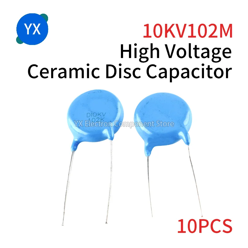 

10PCS 10KV 102M High Voltage Ceramic Disc Capacitor 1000pF for Power Supply and Pulse Circuits